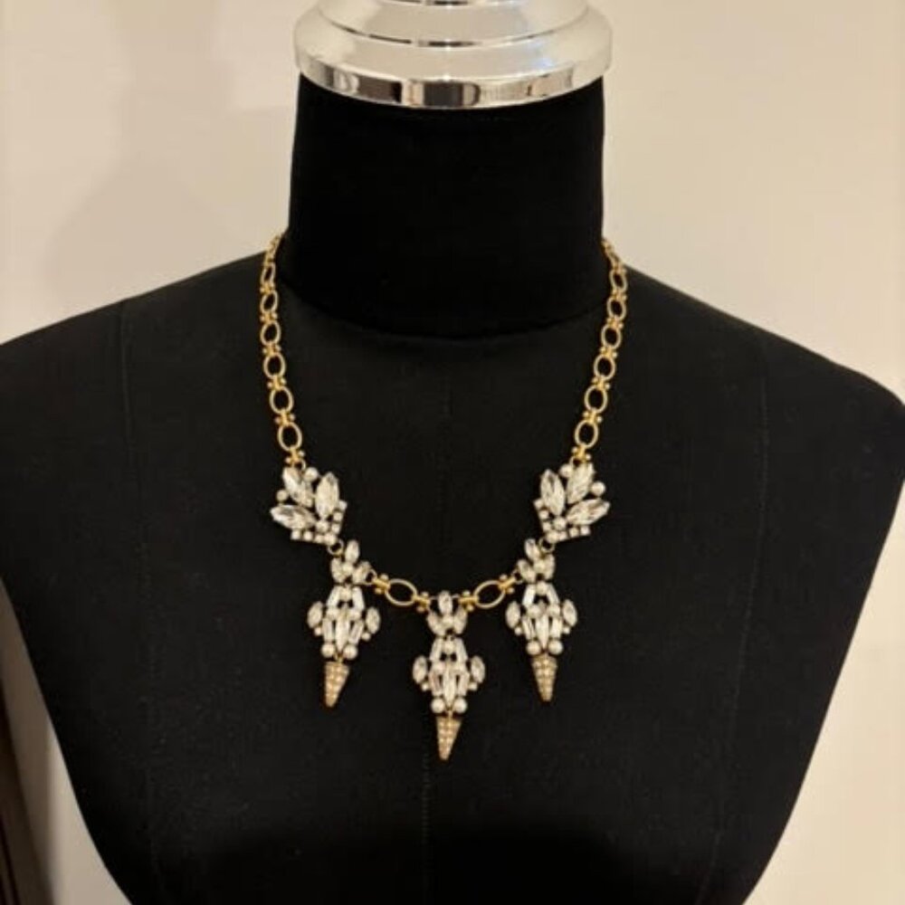 J. Crew Crystal and Pearl Cluster Necklace